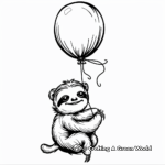 Joyful Baby Sloth with Balloon Coloring Pages 2