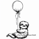 Joyful Baby Sloth with Balloon Coloring Pages 3