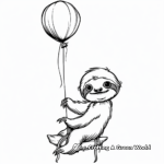 Joyful Baby Sloth with Balloon Coloring Pages 4