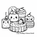 Kawaii Desserts: Sweet Treats Coloring Pages 1