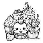Kawaii Desserts: Sweet Treats Coloring Pages 2