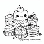 Kawaii Desserts: Sweet Treats Coloring Pages 4