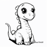 Kawaii Dinosaur Coloring Pages: Cute and Cuddly 3