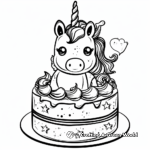 Kawaii Unicorn Cake Coloring Pages 1