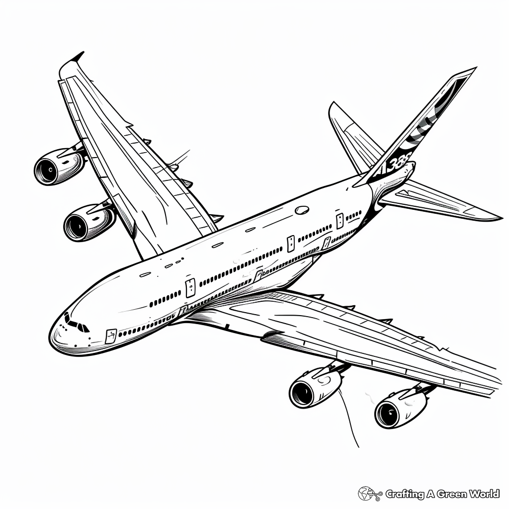 A380 Airplane Coloring Pages Free Printable 