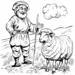 Kid Friendly Cartoon Shepherd and Sheep Coloring Pages 2