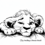 Lazy Baby Lion Relaxing Coloring Sheets 1
