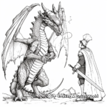 Legendary Dragon and Knight Coloring Pages 1
