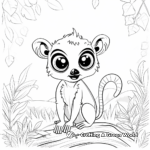 Lemur in the Wild: Jungle-Scene Coloring Pages 1