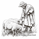Life-like Shepherd Tending Sheep Coloring Pages 2