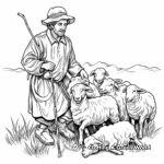 Life-like Shepherd Tending Sheep Coloring Pages 3