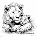 Lioness and Cub Bonding Time Coloring Pages 2