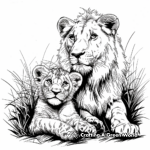 Lioness and Cub Bonding Time Coloring Pages 3