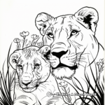 Lioness and Cub Bonding Time Coloring Pages 4