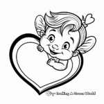 Loving Valentine's Heart with Cupid Coloring Pages 1