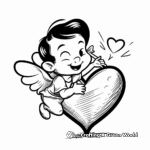 Loving Valentine's Heart with Cupid Coloring Pages 2