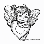 Loving Valentine's Heart with Cupid Coloring Pages 3