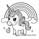 Magical Kawaii Unicorn and Rainbow Coloring Pages 1