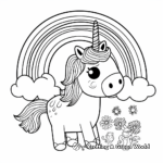 Magical Kawaii Unicorn and Rainbow Coloring Pages 2