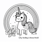 Magical Kawaii Unicorn and Rainbow Coloring Pages 3