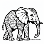 Majestic African Tribal Elephant Coloring Pages 4