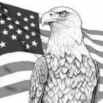 Majestic Bald Eagle and American Flag Coloring Page 2