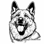Majestic German Shepherd Face Coloring Pages 3