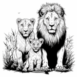 Male and Female Lions: Pride Coloring Pages 1