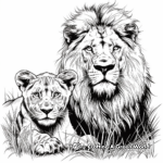 Male and Female Lions: Pride Coloring Pages 2