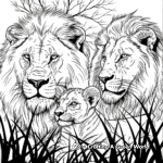 Male and Female Lions: Pride Coloring Pages 3
