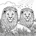 Male and Female Lions: Pride Coloring Pages 4