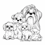 Maltese Family Coloring Pages: Adult and Puppies 1