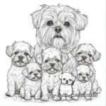 Maltese Family Coloring Pages: Adult and Puppies 2
