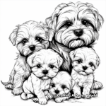 Maltese Family Coloring Pages: Adult and Puppies 4