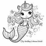 Mermaid Unicorn, or 'Mermicorn' Coloring Pages 1
