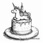 Mini Unicorn Cake Coloring Pages 4