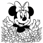 Minnie Mouse in the Garden Coloring Pages 1