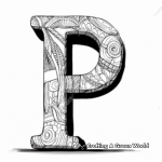 Modern Graffiti Style Letter P Coloring Pages 1
