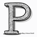Modern Graffiti Style Letter P Coloring Pages 2