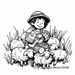 Modern Graphic Art Shepherd and Sheep Coloring Pages 1