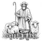 Modern Graphic Art Shepherd and Sheep Coloring Pages 2