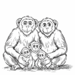 Monkey Family Coloring Pages: Male, Female, and Baby Monkeys 3
