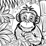 Monkey in the Jungle: Rainforest-Scene Coloring Pages 3