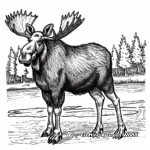 Moose in the Lake Coloring Pages 1