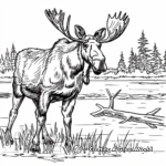 Moose in the Lake Coloring Pages 2