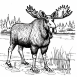 Moose in the Lake Coloring Pages 3