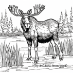 Moose in the Lake Coloring Pages 4