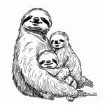 Mother Sloth with Her Baby Sloth Coloring Pages 2