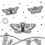 Moths in the Night: Moonlit-Scene Coloring Pages 1