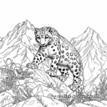Mountain Scene Snow Leopard Coloring Pages 1